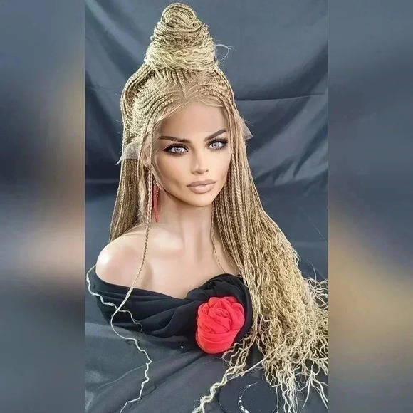 Braided Wig: African-Inspired, feeding cornrows blond Human-Synthetic NWT - Picture 12 of 17